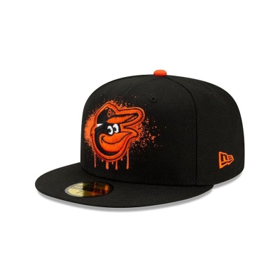 Black Baltimore Orioles Hat - New Era MLB Drip Front 59FIFTY Fitted Caps USA8102374